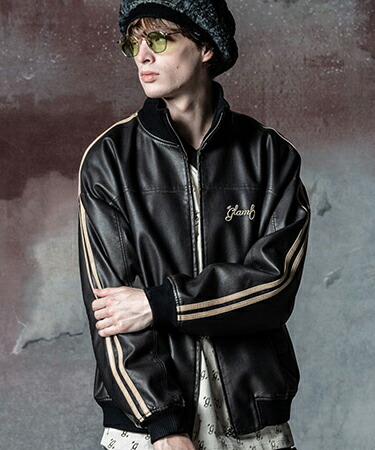 楽天市場】【glamb(グラム)】Synth Leather Track Jacket シンセレザー