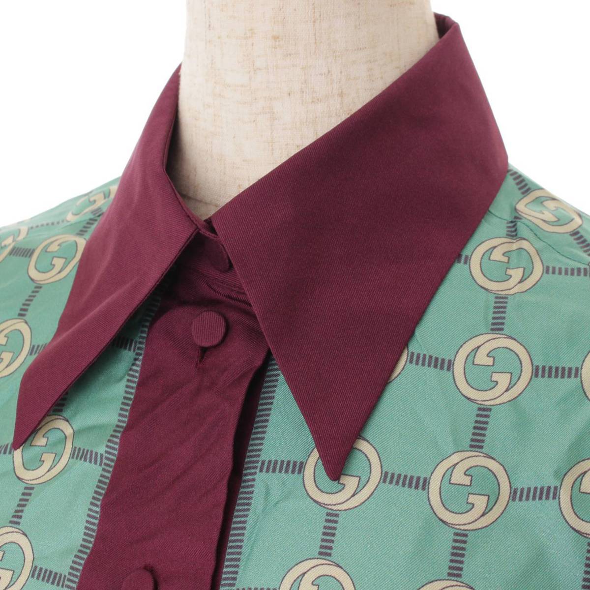 楽天市場】【グッチ】Gucci インターロッキング シルク シャツブラウス