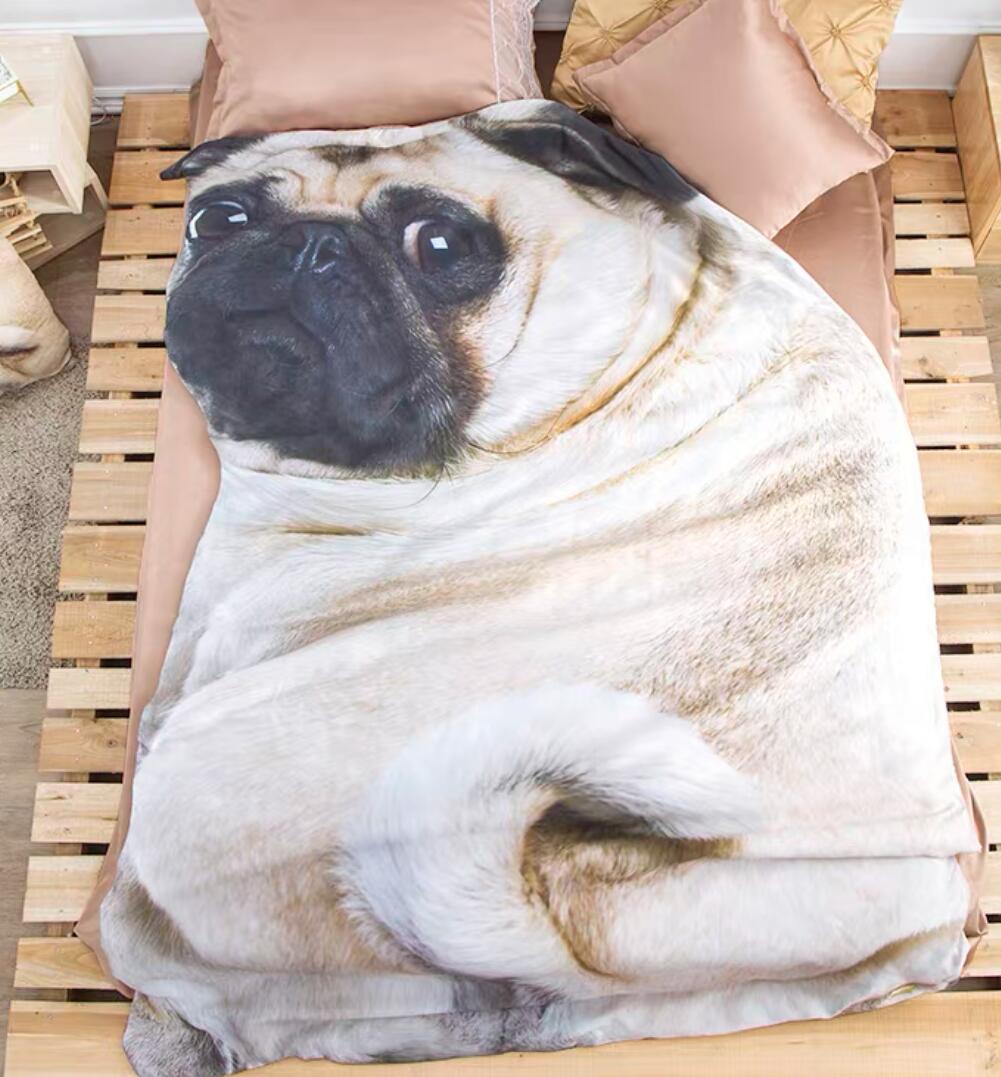 楽天市場】A059355可愛い パグ毛布犬柄 ブランケット 防寒対策