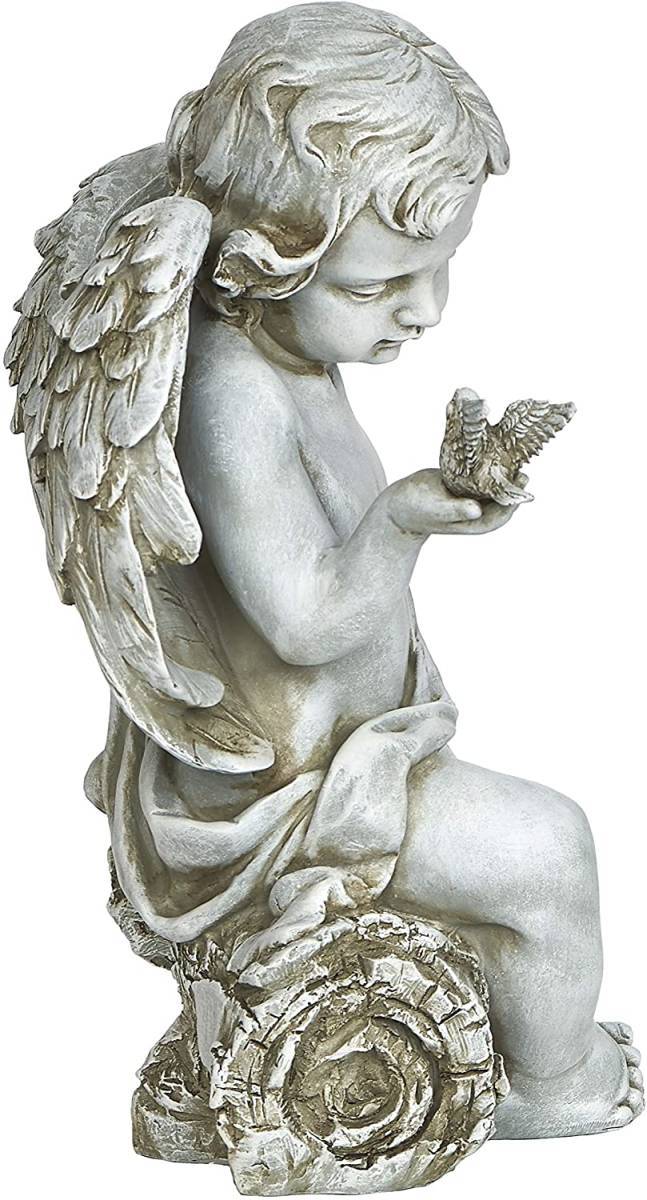 楽天市場】ローマン製 鳩と遊ぶ、子供の天使（ケルブ）像 彫像 彫刻