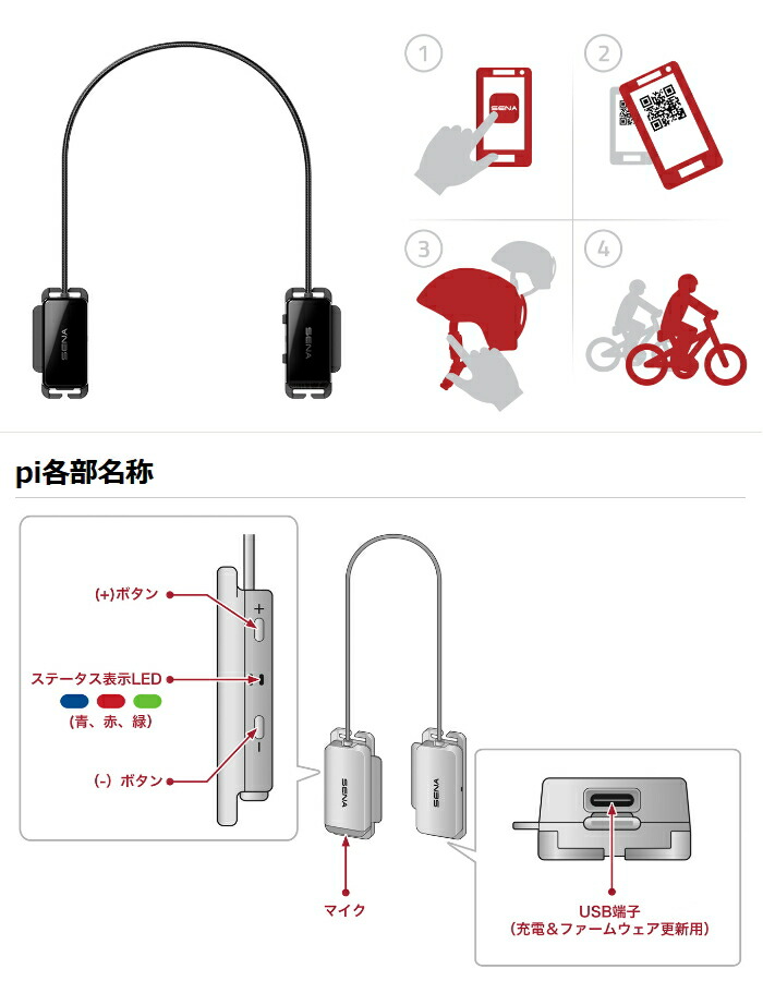 楽天市場】【SENA】0411252 セナ PI-01 pi (パイ) スマートヘルメット