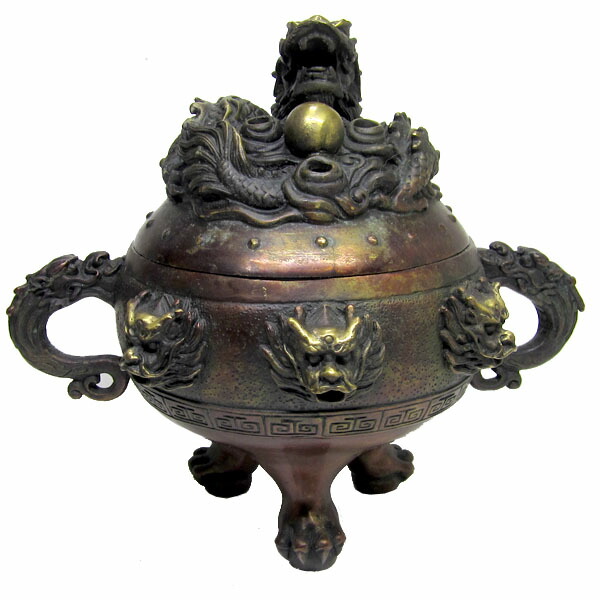 楽天市場】銅製龍香炉【大】 取っ手付き【送料無料】（沖縄700円
