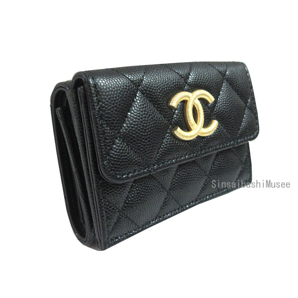 楽天市場】≪Brand new≫ CHANEL Flap Small Wallet Black Gold Big CC