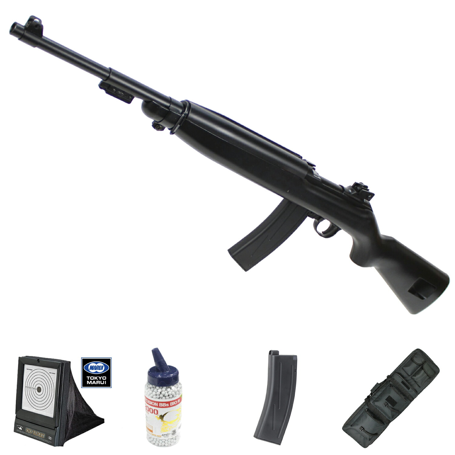 楽天市場】【本体セット】AGM M1カービン エアコッキングBK(5点セット