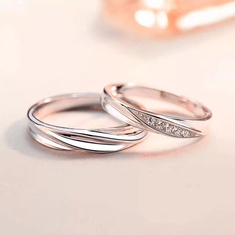 楽天市場】ペアリング 2点セット フリーサイズ シルバー 925 CZ 指輪