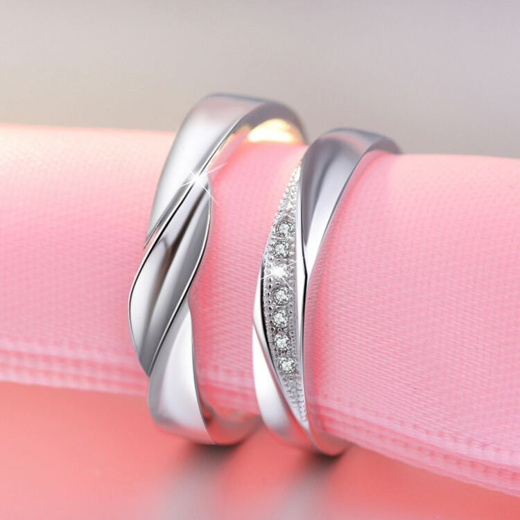 楽天市場】ペアリング 2点セット フリーサイズ シルバー 925 CZ 指輪