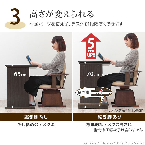 楽天市場】デスクこたつ こたつデスク 75×50cm 継ぎ足 継ぎ脚 デスク