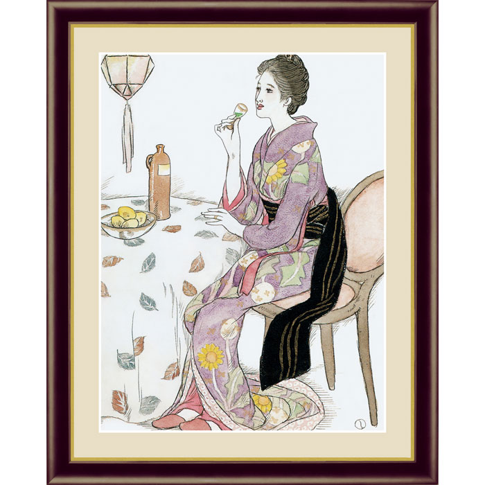 楽天市場】竹久夢二 青い酒 42×34cm 日本画 たけひさ ゆめじ 美人画