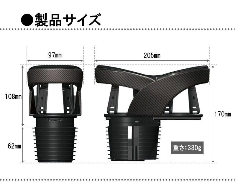 楽天市場】ツインカップホルダー クワトロ DZ523 Xカーボン調 BLACK