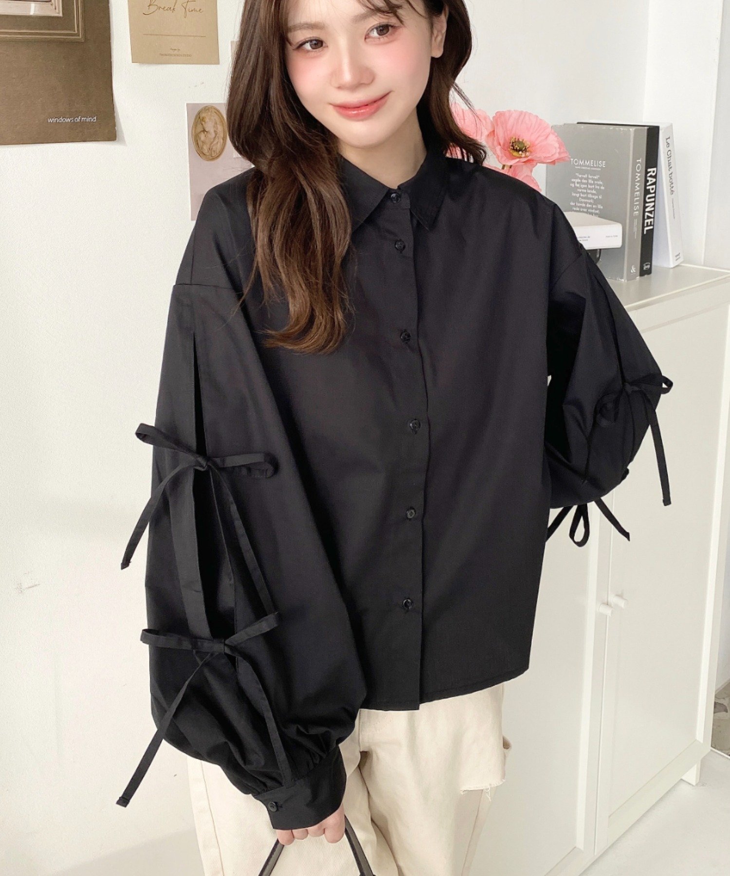 moment+｜タックスリーブダブルリボンブラウス | Rakuten Fashion(楽天