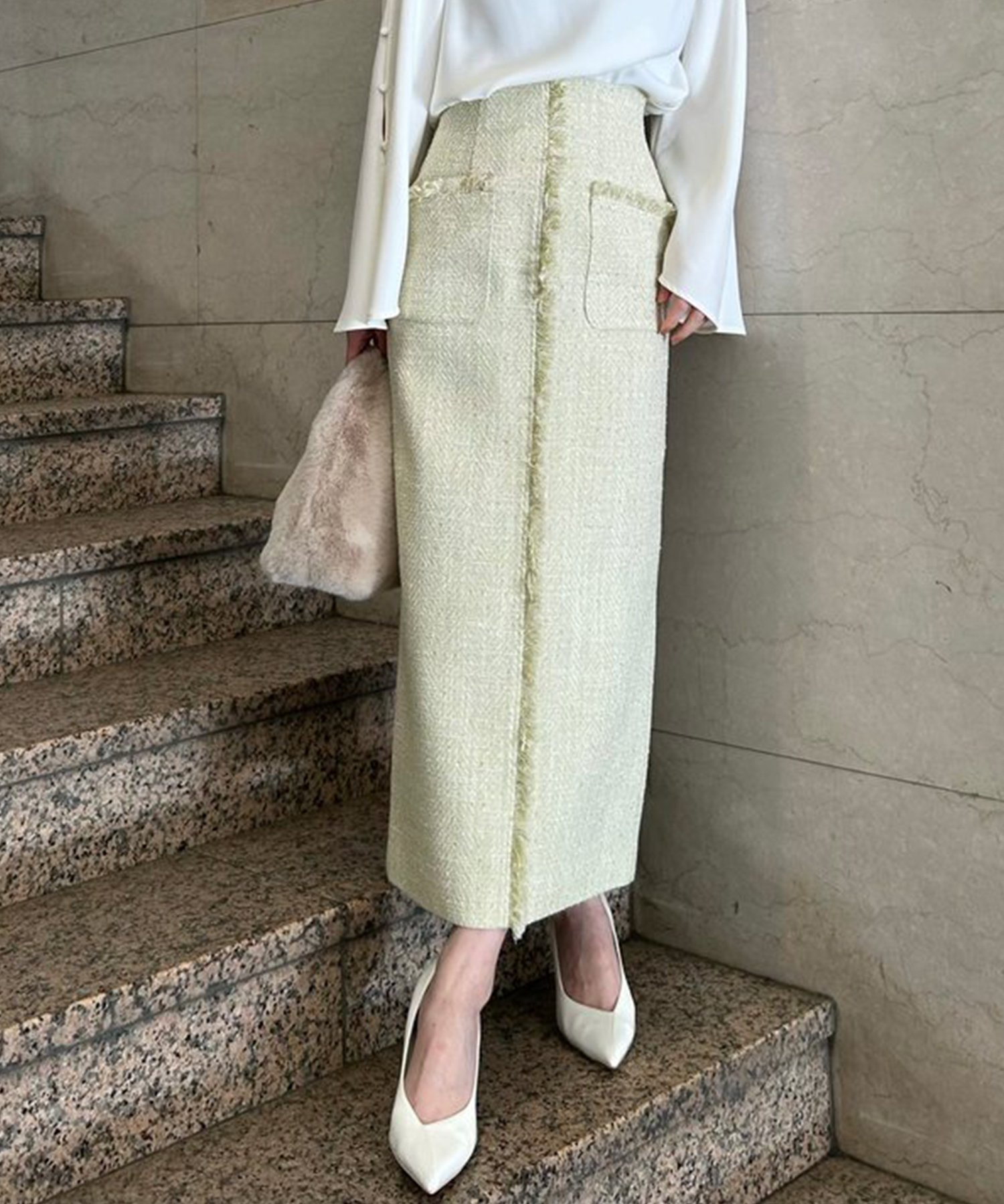 anuans｜フロントポケットツイードスカート | Rakuten Fashion(楽天