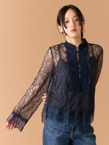 LILY BROWN｜レースチャイナブラウス | Rakuten Fashion(楽天