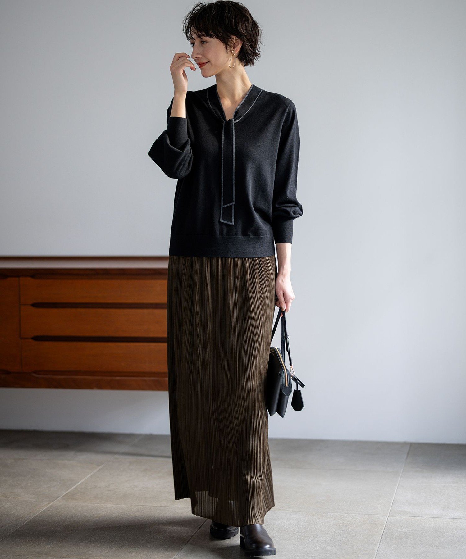 23区｜【洗える】ウーステッドウール ボウタイ ニット | Rakuten