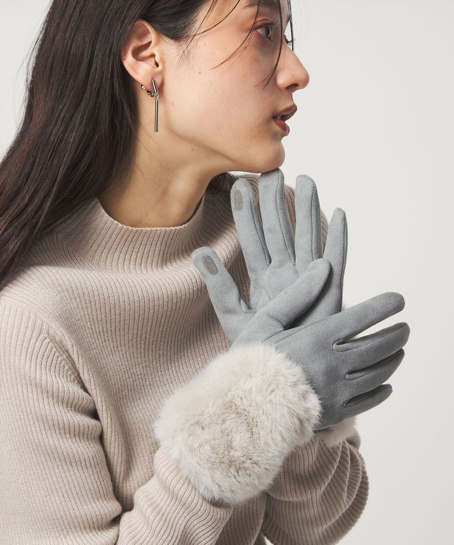 UNITED ARROWS green label relaxing｜起毛シルキー フェイクファー