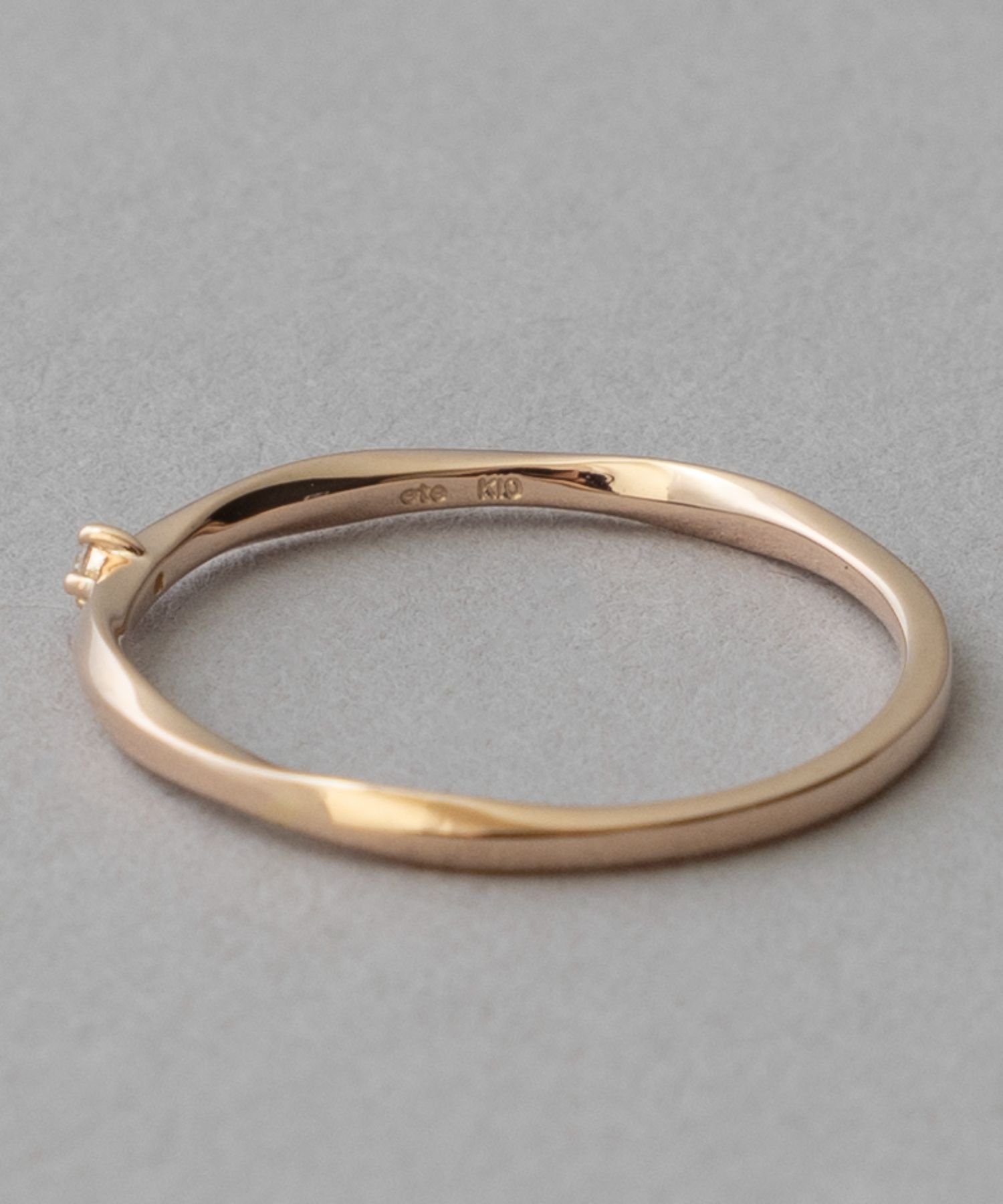 エテ】K10 ウォーターマーク レイヤードダイヤモンドリング 9号 ete