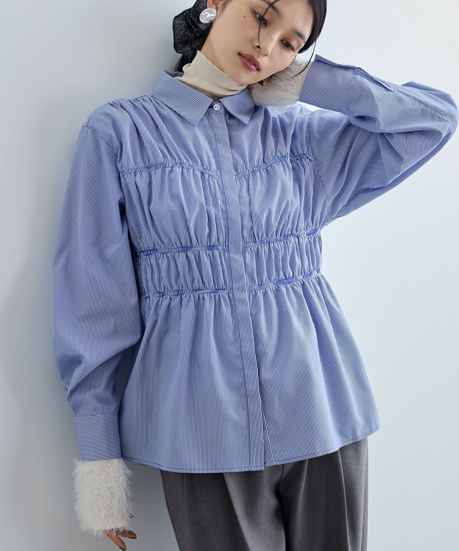 VIS｜【新色追加】シャーリングデザインシャツ【洗える】 | Rakuten