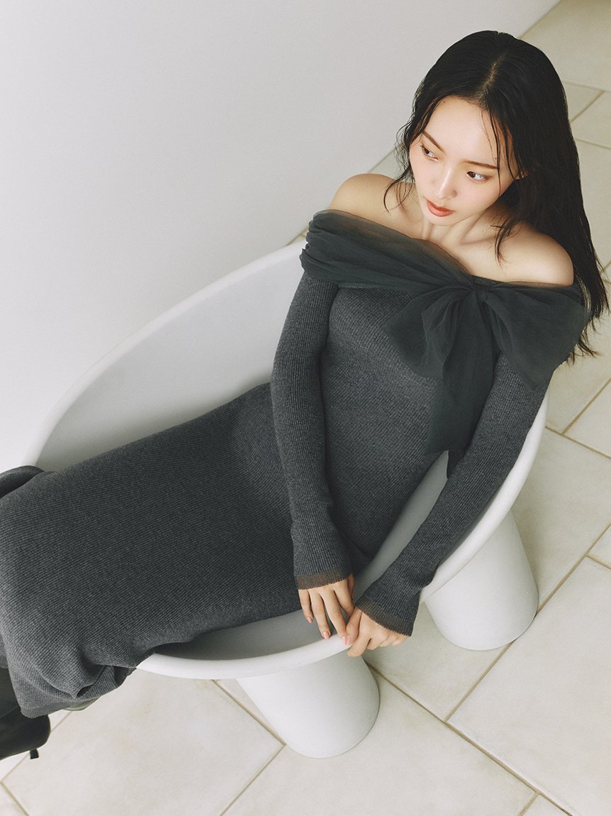 FRAY I.D｜3wayリボンオフショルニットワンピース | Rakuten Fashion