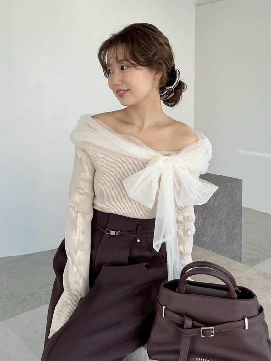 FRAY I.D｜3wayリボンオフショルニットプルオーバー | Rakuten Fashion