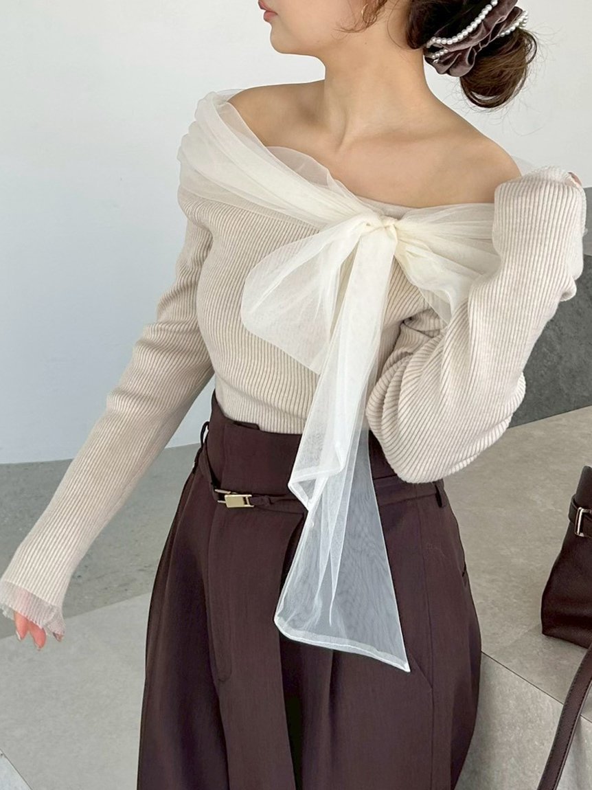 FRAY I.D｜3wayリボンオフショルニットプルオーバー | Rakuten Fashion