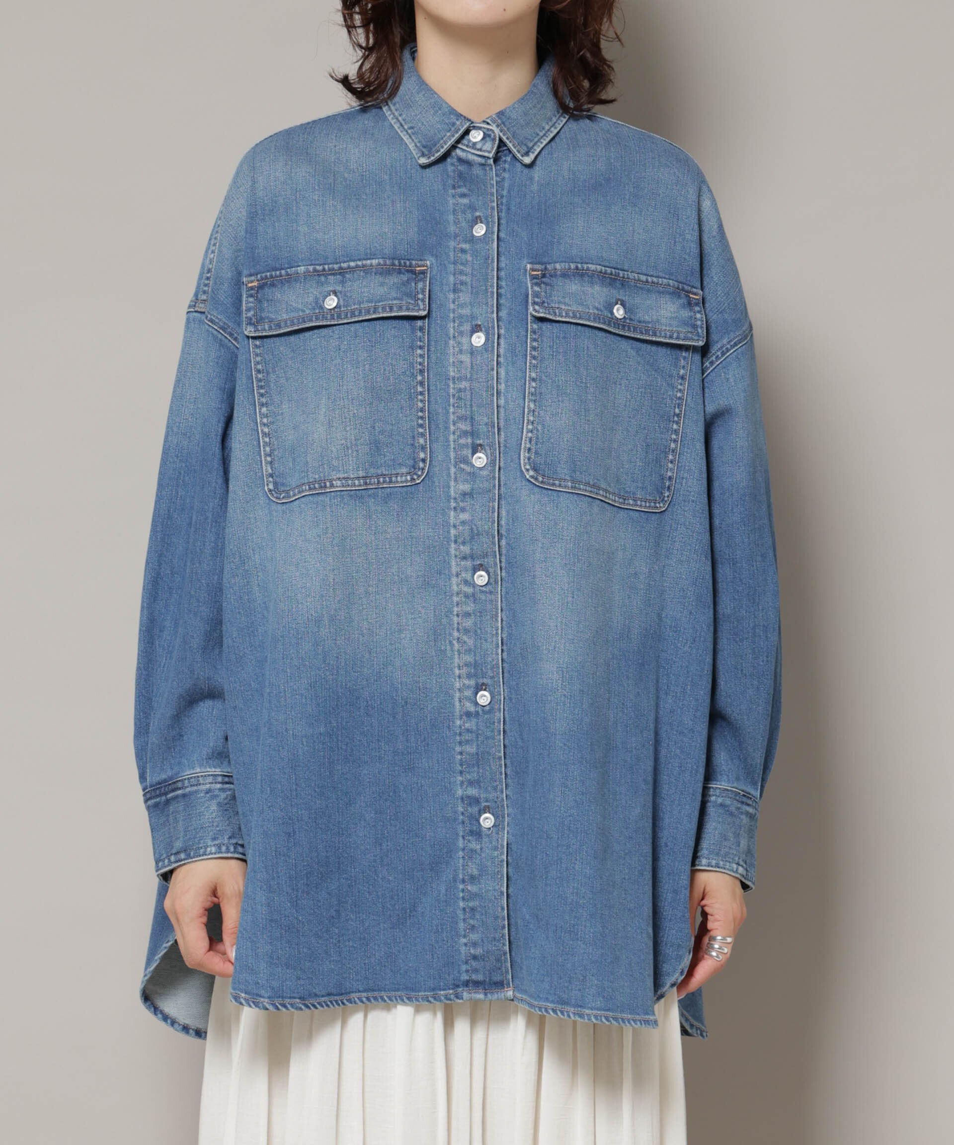 NANO universe｜Healthy DENIM/Almond デニム ビッグシャツ | Rakuten