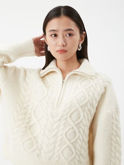 Mila Owen｜アランブークレーハーフジップニットプルオーバー