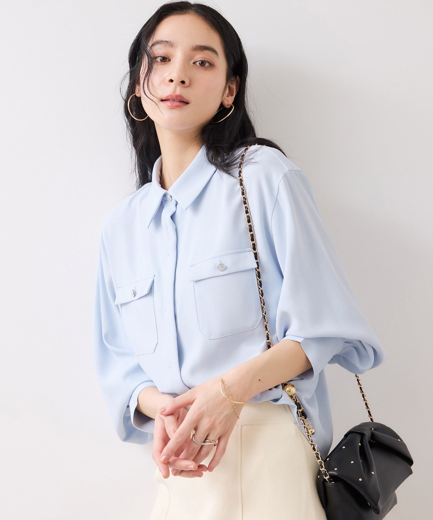 VIS｜メタル釦シャツブラウス/イージーケア | Rakuten Fashion(楽天