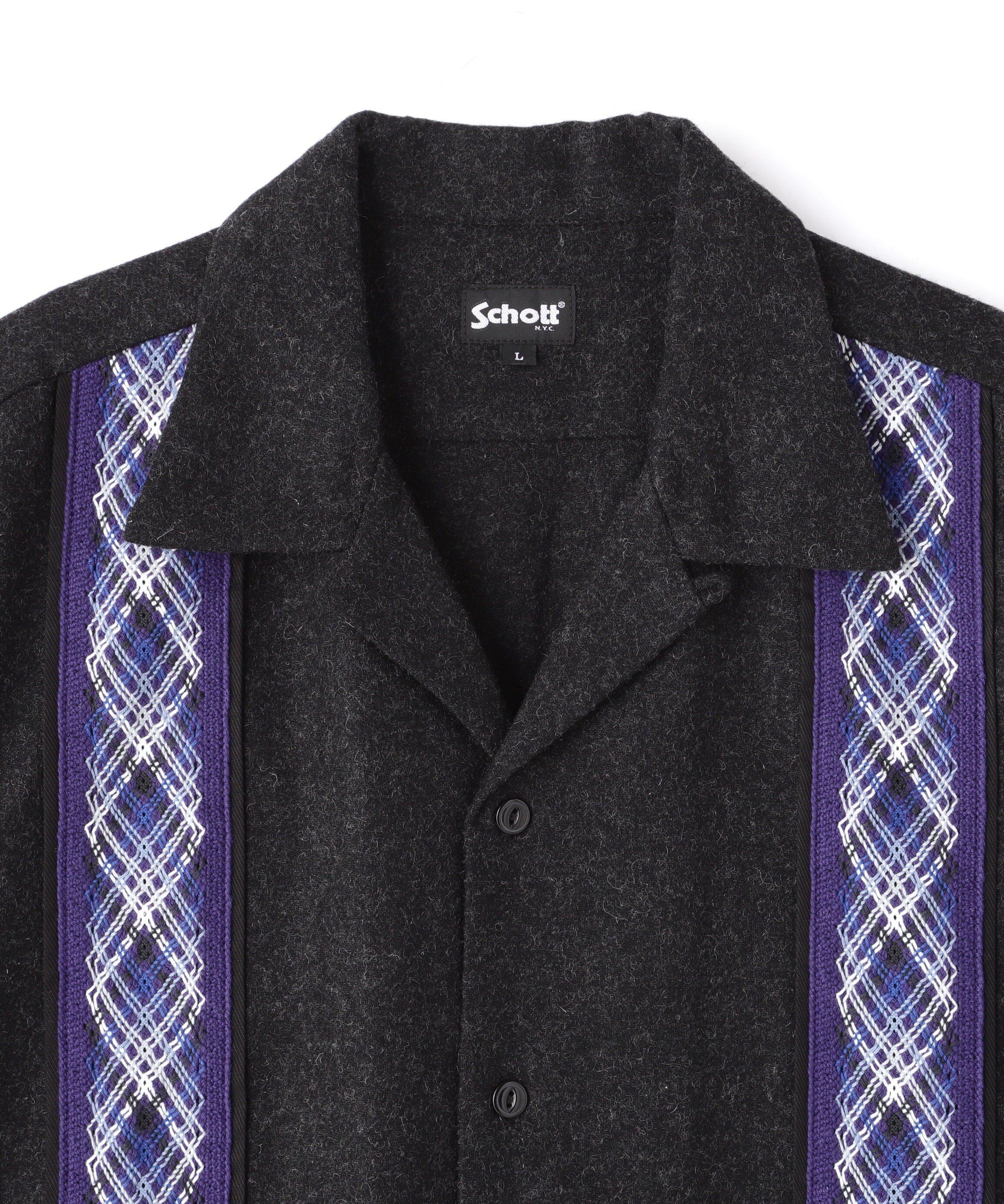 Schott｜LINE 2TONE L/S WOOL SHIRT/ライン2トーン ウールシャツ