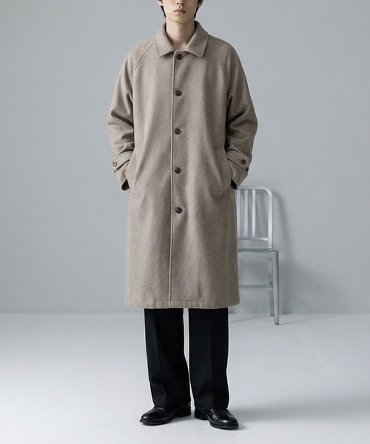 SITRY｜ロングコート メンズ 別注 ウール オーバーサイズ ステンカラー