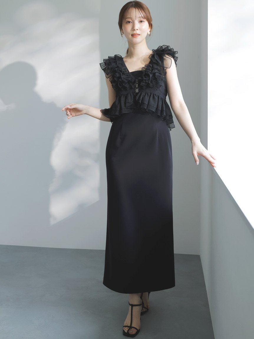 SNIDEL｜Sustainableペプラムチュールドレス | Rakuten Fashion(楽天