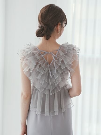 SNIDEL｜Sustainableペプラムチュールドレス | Rakuten Fashion(楽天