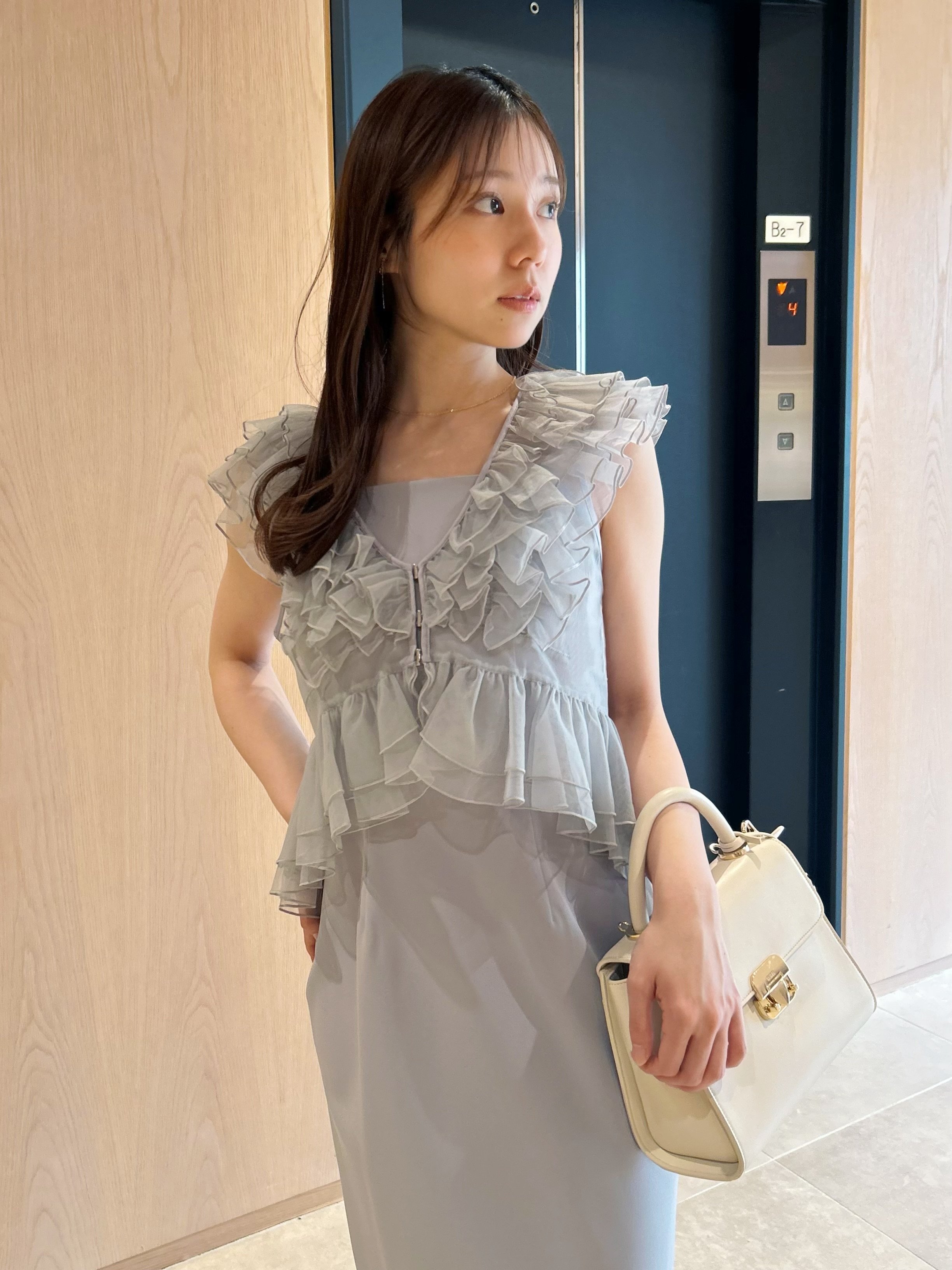 SNIDEL｜Sustainableペプラムチュールドレス | Rakuten Fashion(楽天