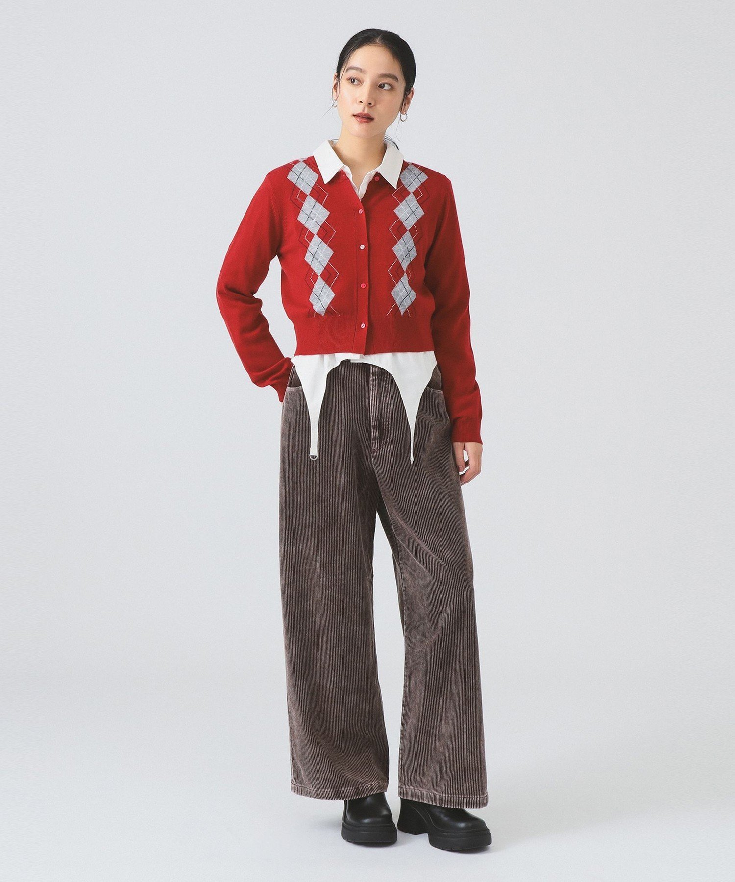 BEAMS WOMEN｜アーガイル クルーネック カーディガン | Rakuten