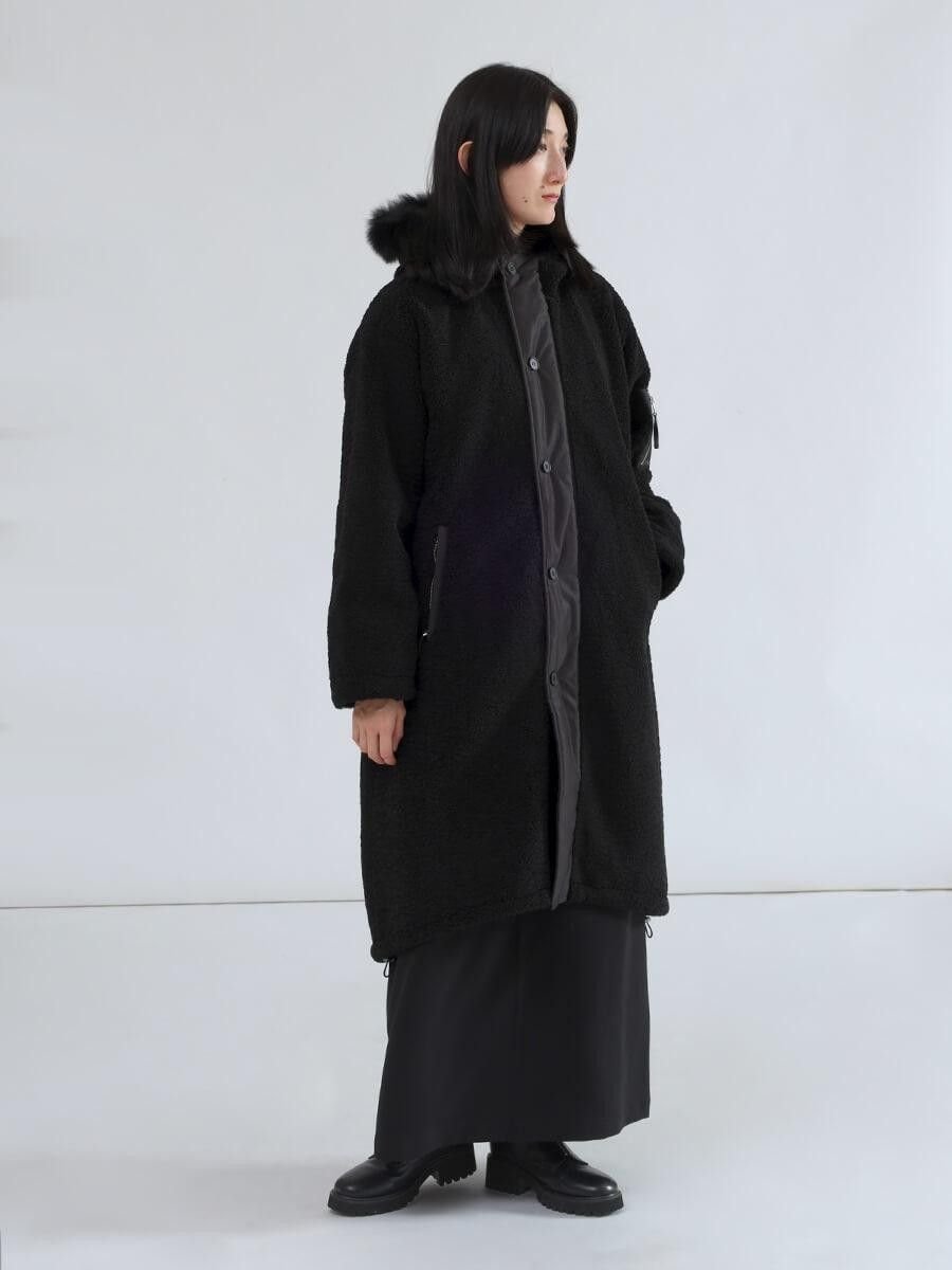 LASUD｜ファーフーデッドボアコート | Rakuten Fashion(楽天