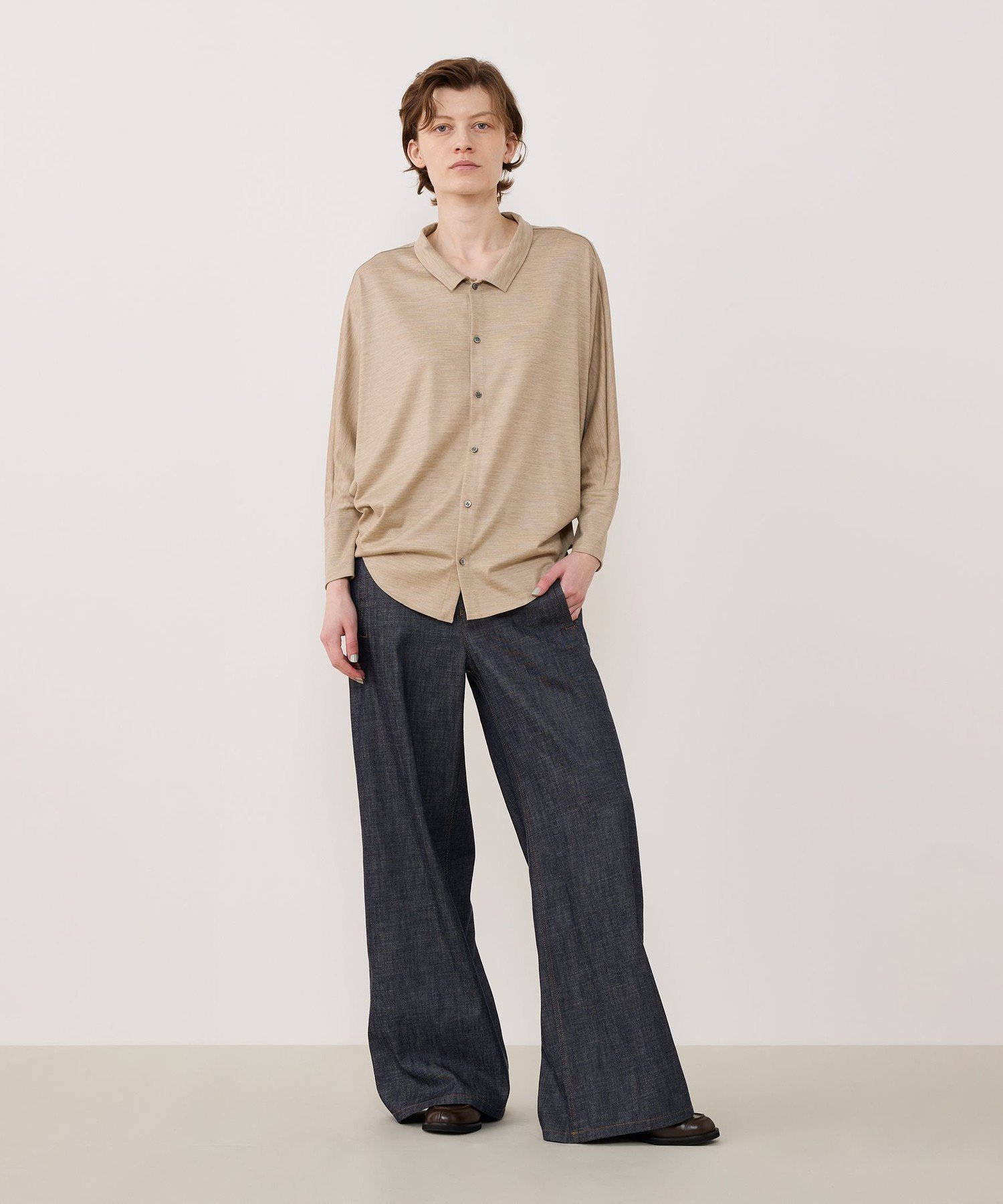 TOMORROWLAND｜ウォッシャブルウールジャージー ドルマンスリーブ