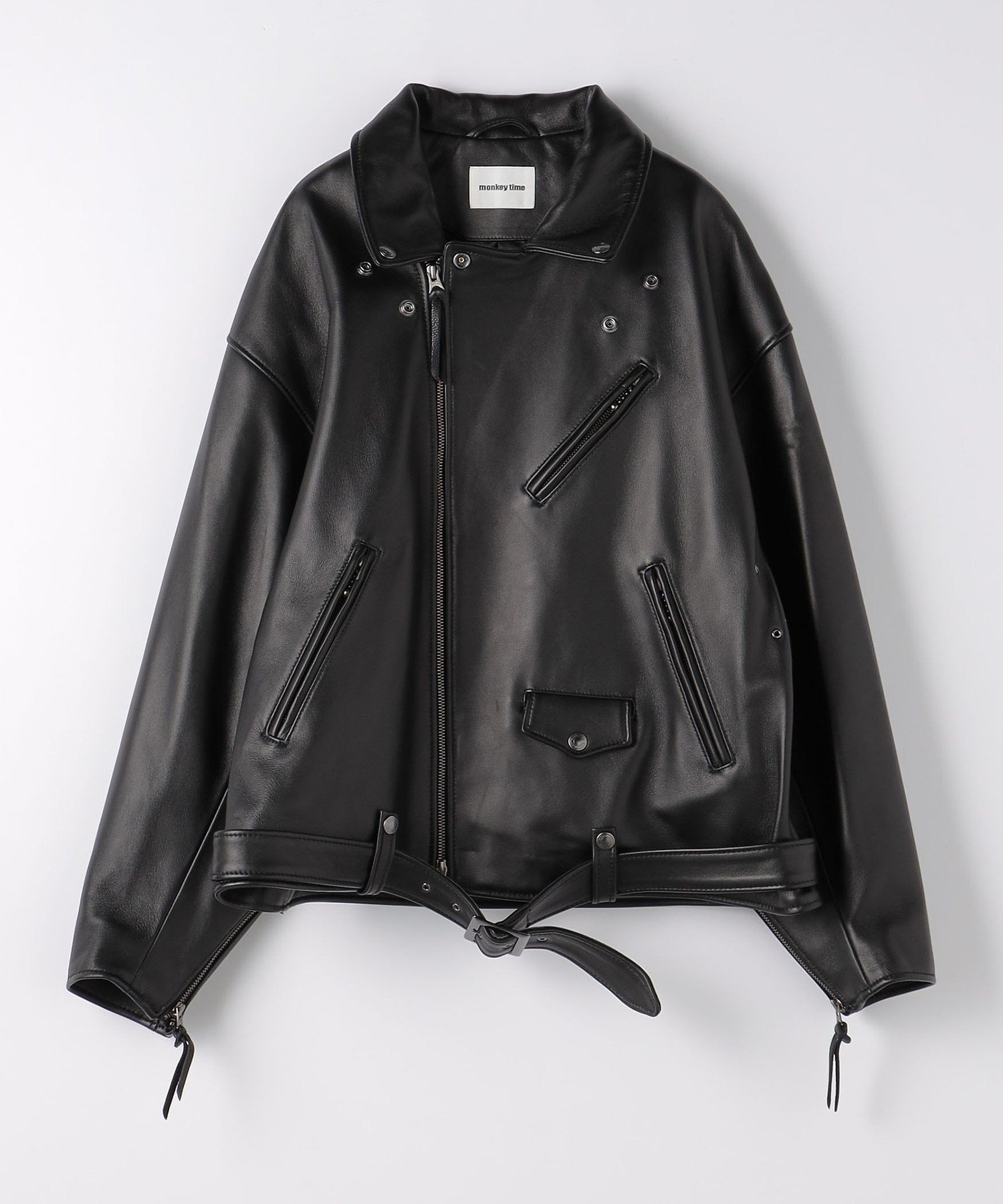 セオリー　レザージャケット　シングルライダース　パンチング　ダブルジップ　M相当 セオリー レザージャケット シングルライダース パンチング ダブル