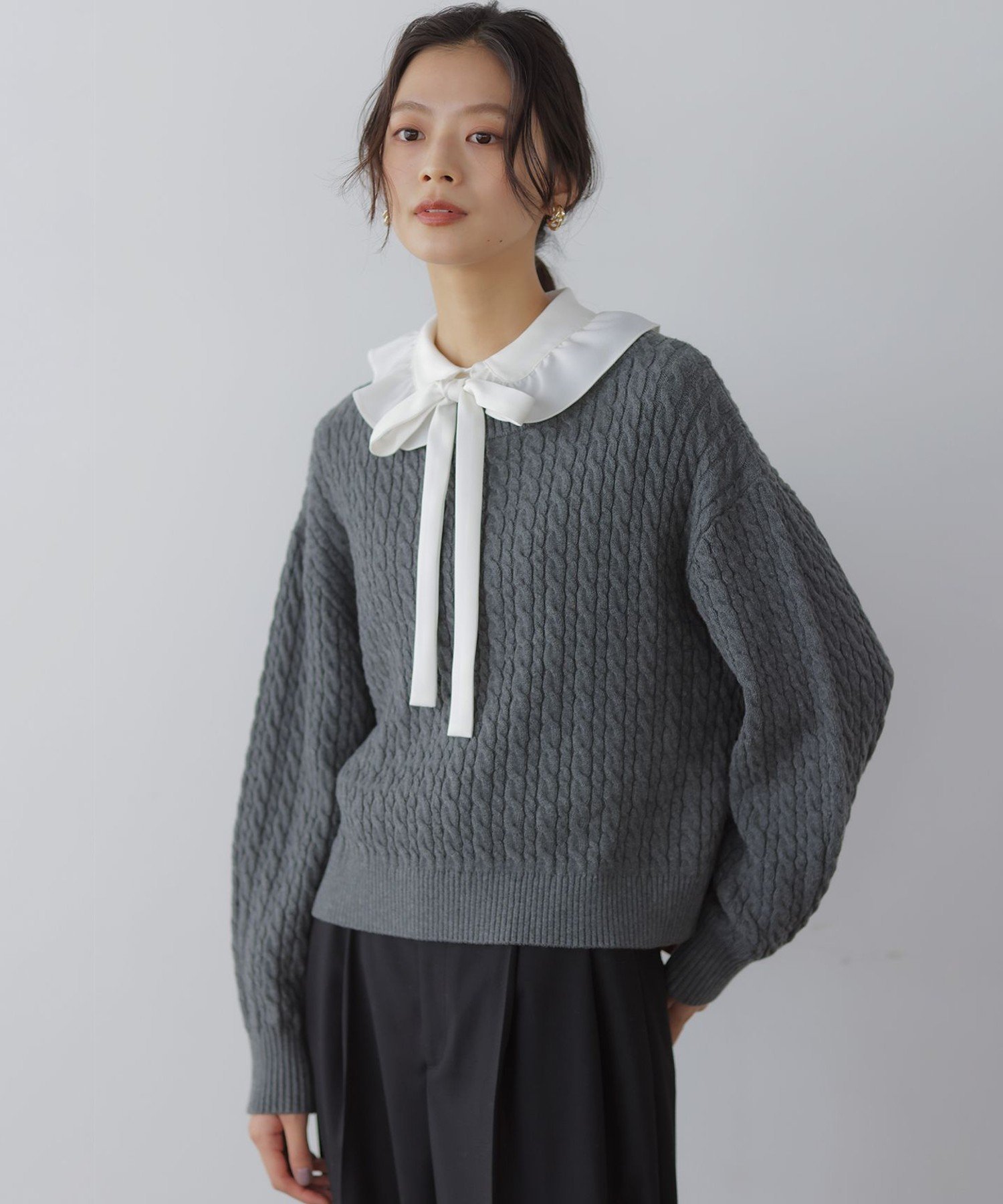 組曲｜【WEB限定】ボウタイ付きフリルカラー ブラウス | Rakuten