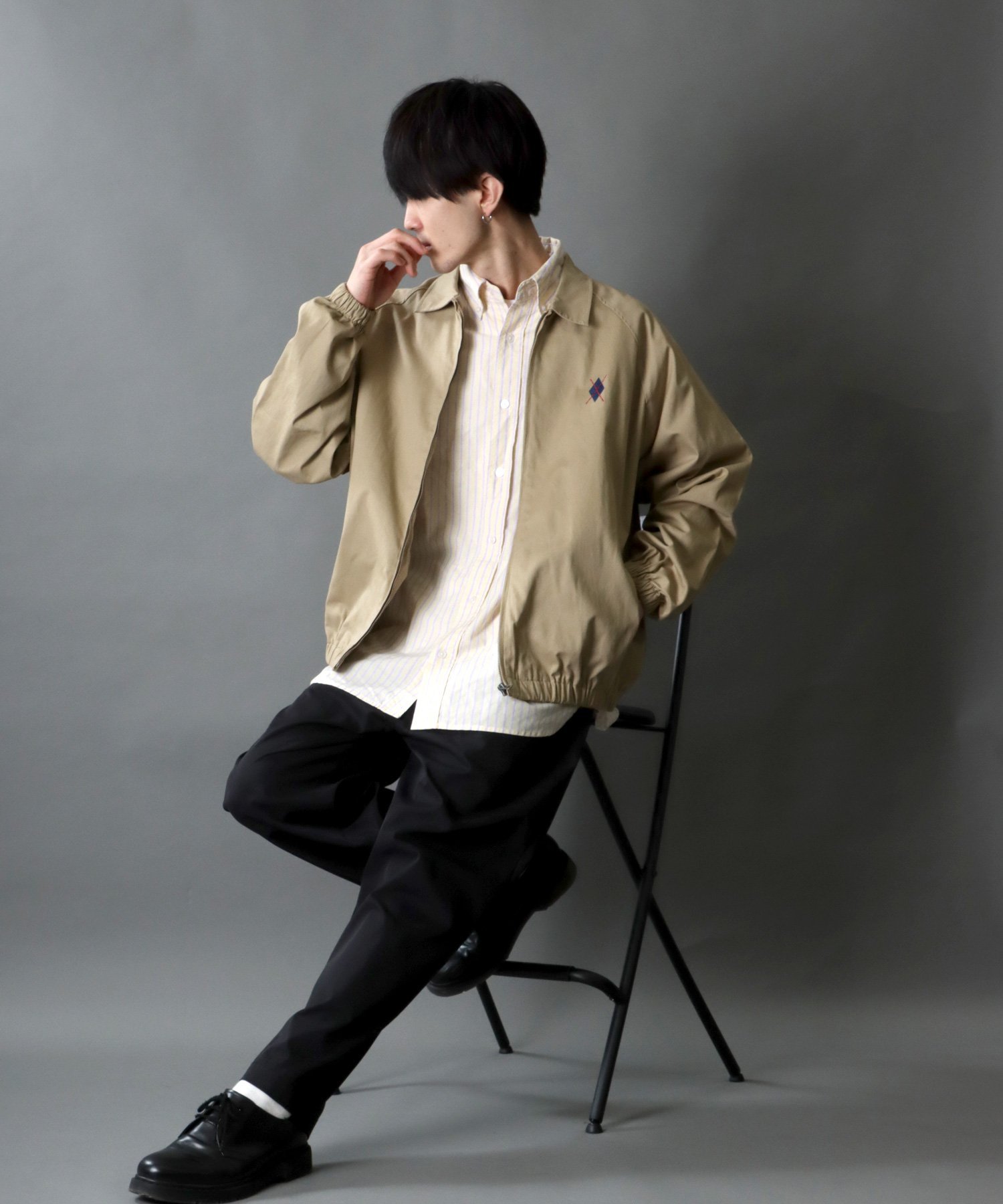 SITRY｜ドリズラー ジャケット メンズ アーガイル 刺繍 コットン