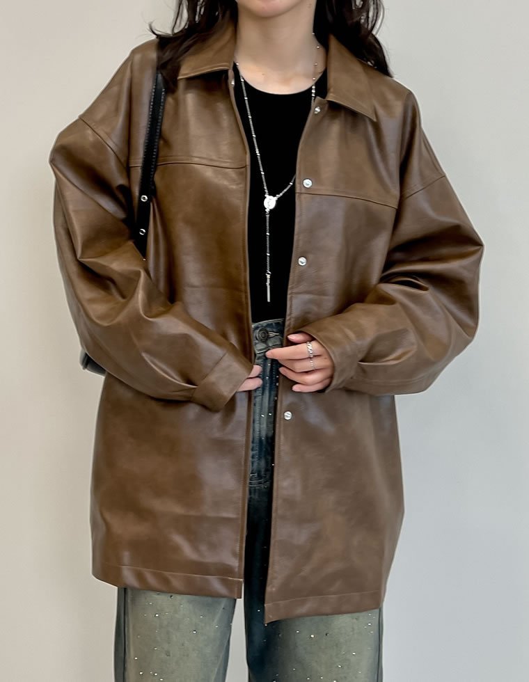 Re:EDIT｜ミドル丈フェイクレザージャケット | Rakuten Fashion(楽天