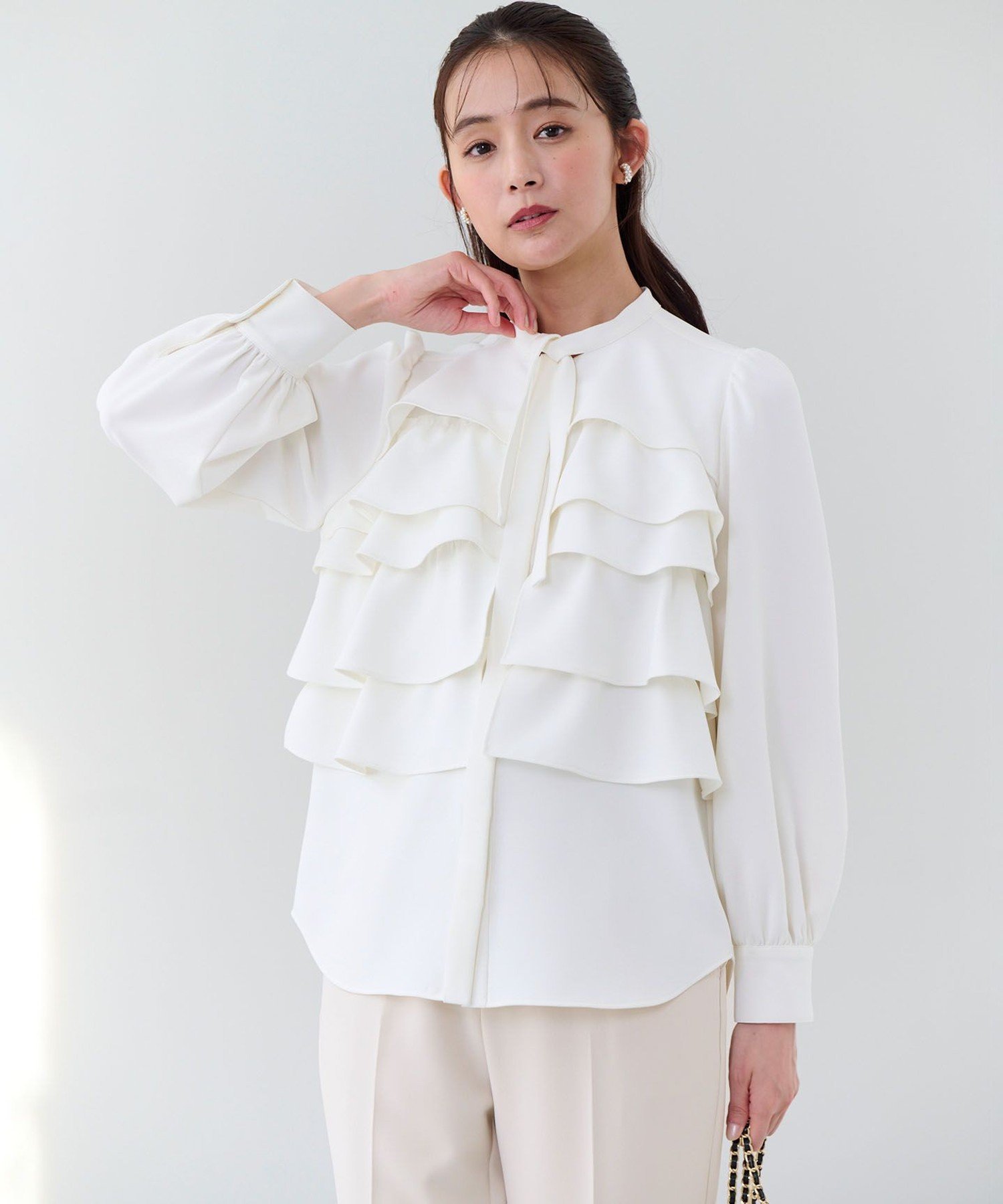 組曲｜【KUMIKYOKU NAVY】コンフォータブルドレープ フリルブラウス