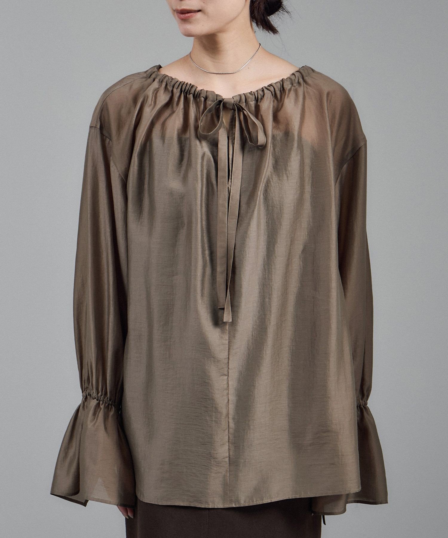 SALON adam et rope'｜【WEB限定】2WAYシアーリュクスギャザーブラウス