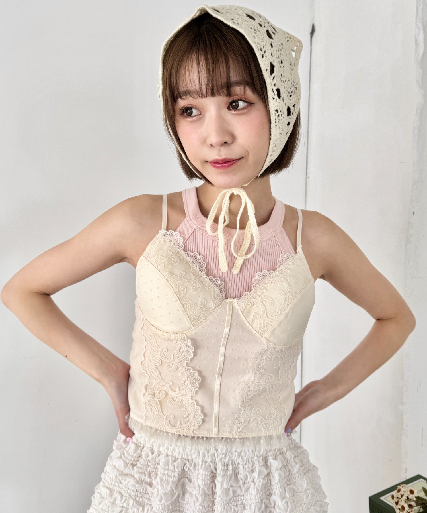 Outfitter lab｜ドットチュールレースランジェリー風キャミソール