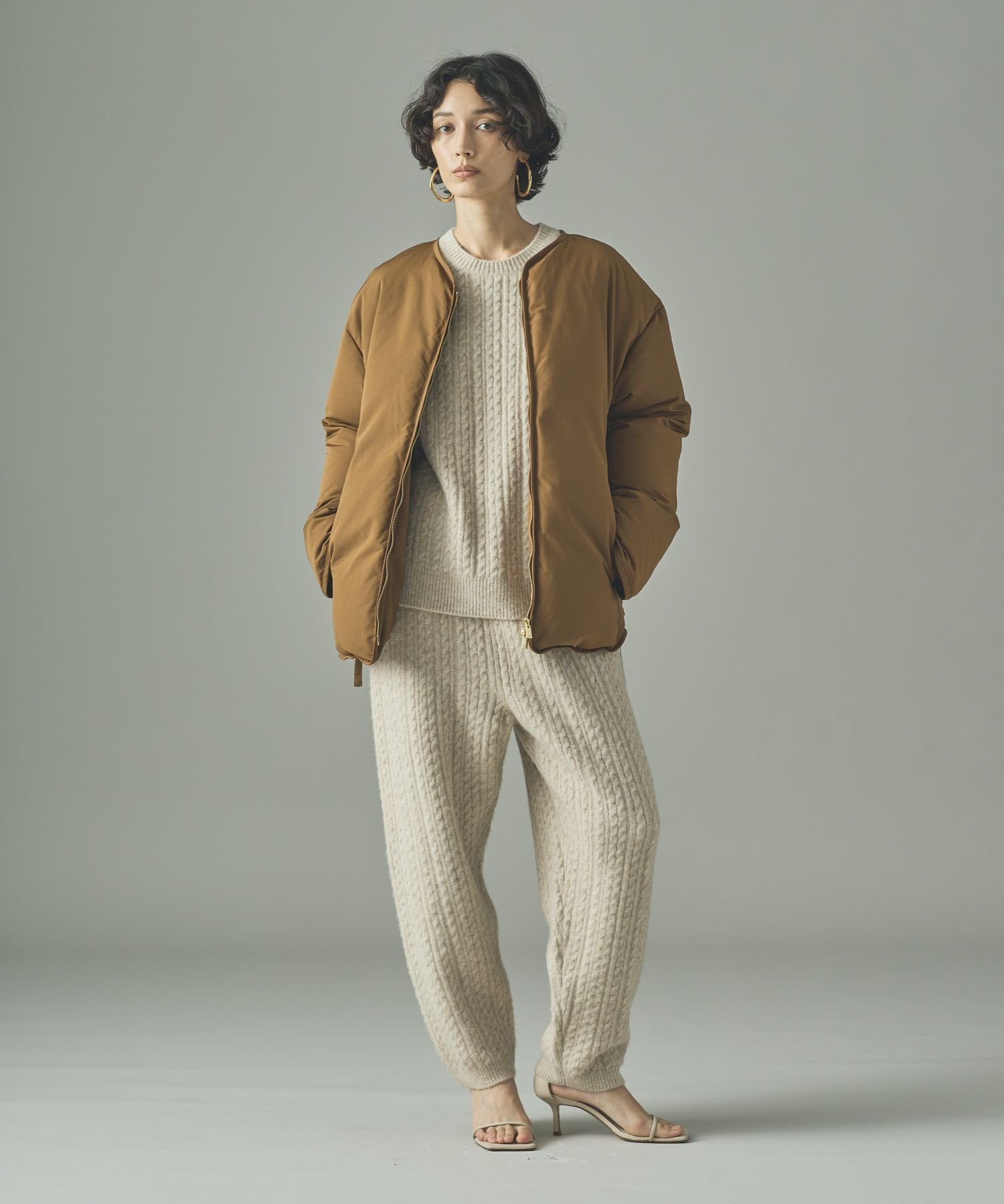 Curensology｜サイドジップノーカラーダウンジャケット | Rakuten