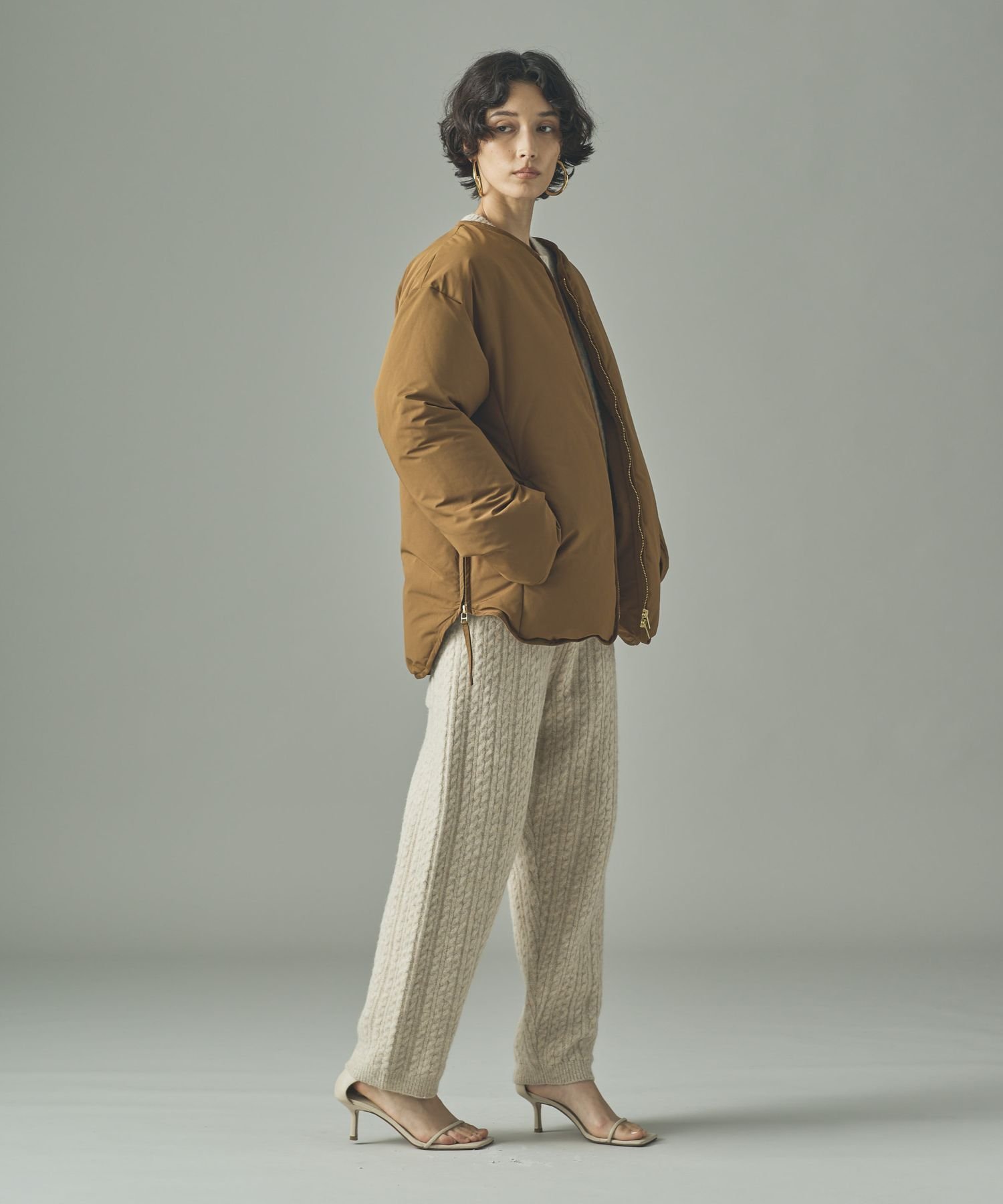 Curensology｜サイドジップノーカラーダウンジャケット | Rakuten