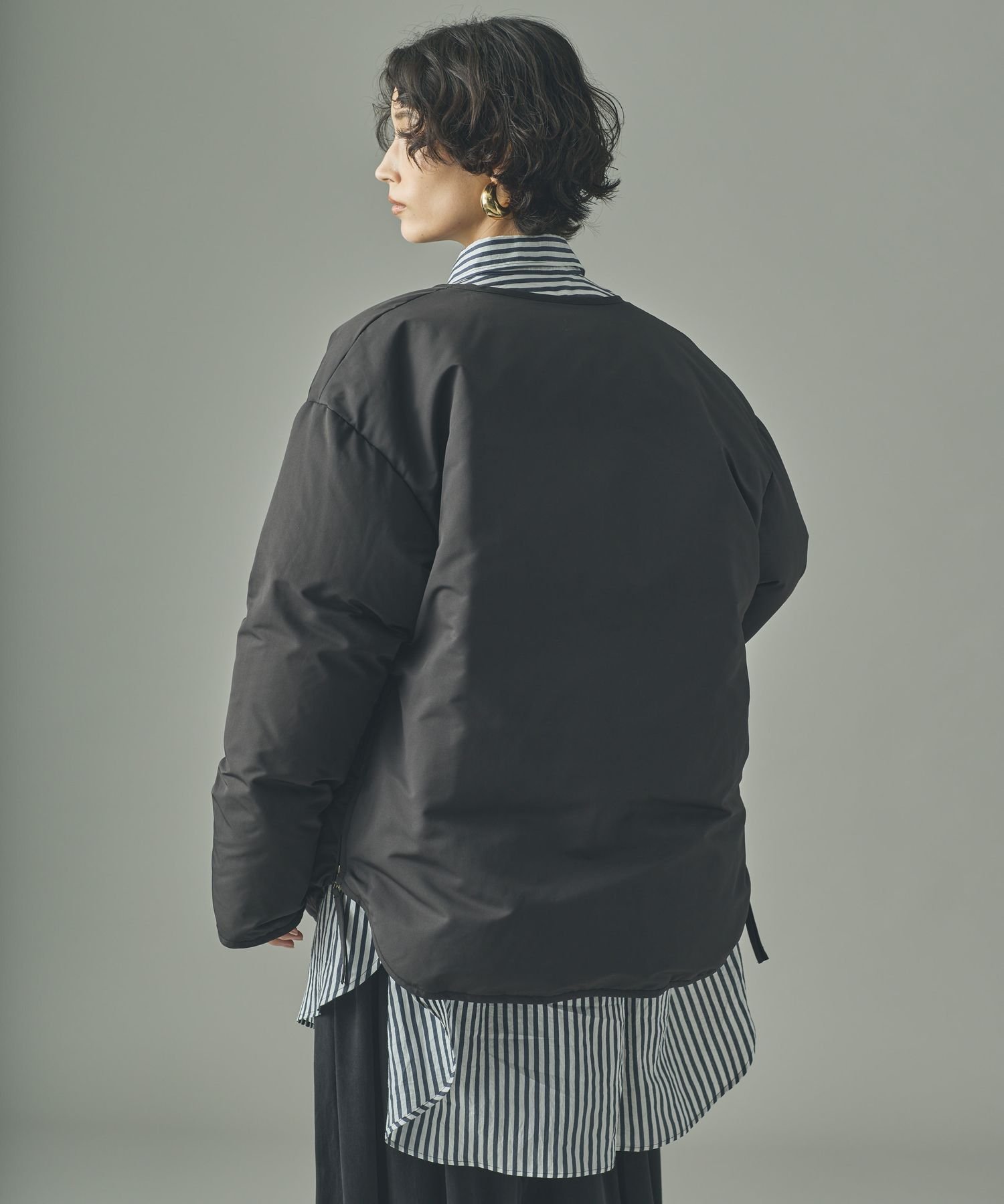 Curensology｜サイドジップノーカラーダウンジャケット | Rakuten