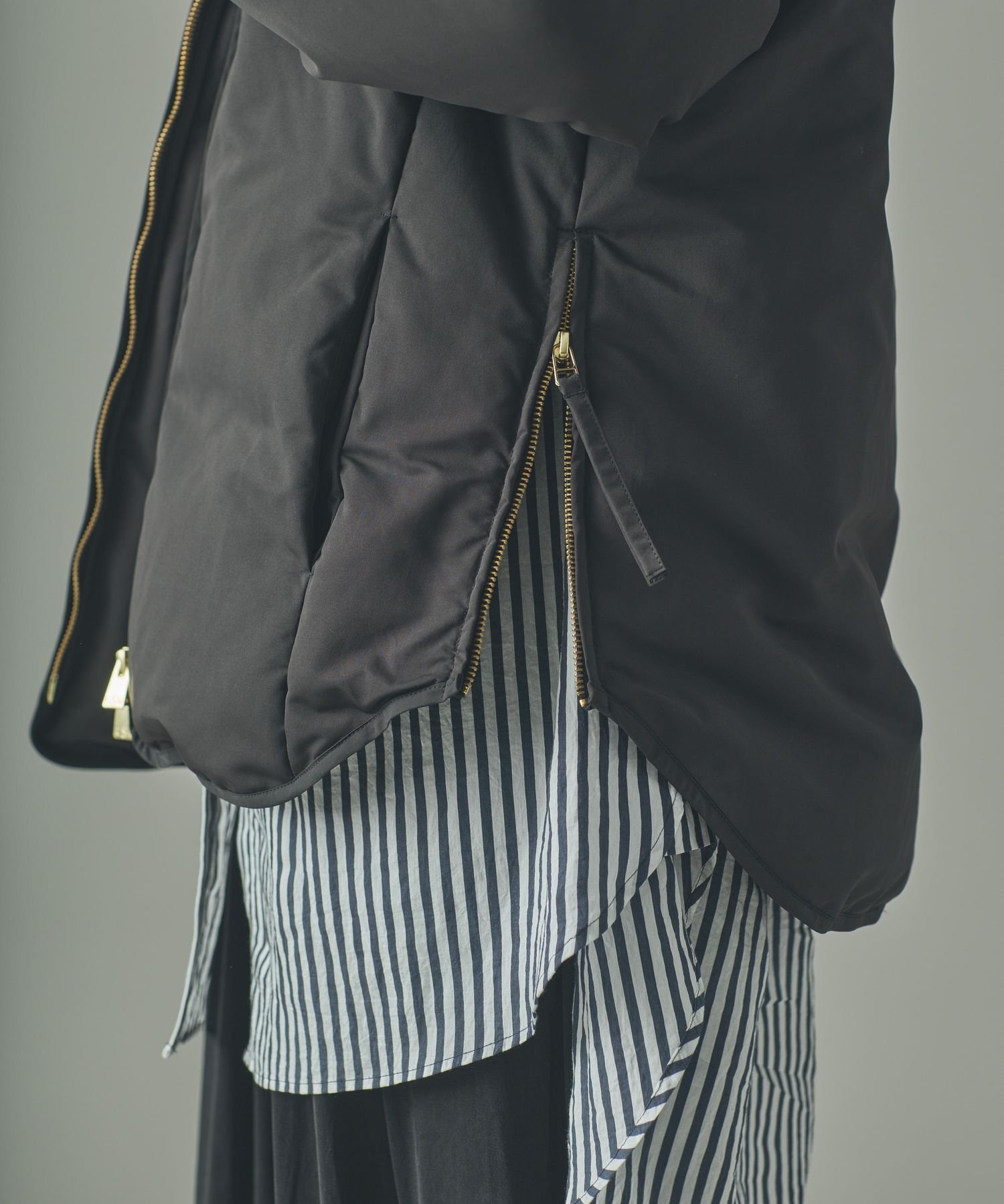 Curensology｜サイドジップノーカラーダウンジャケット | Rakuten