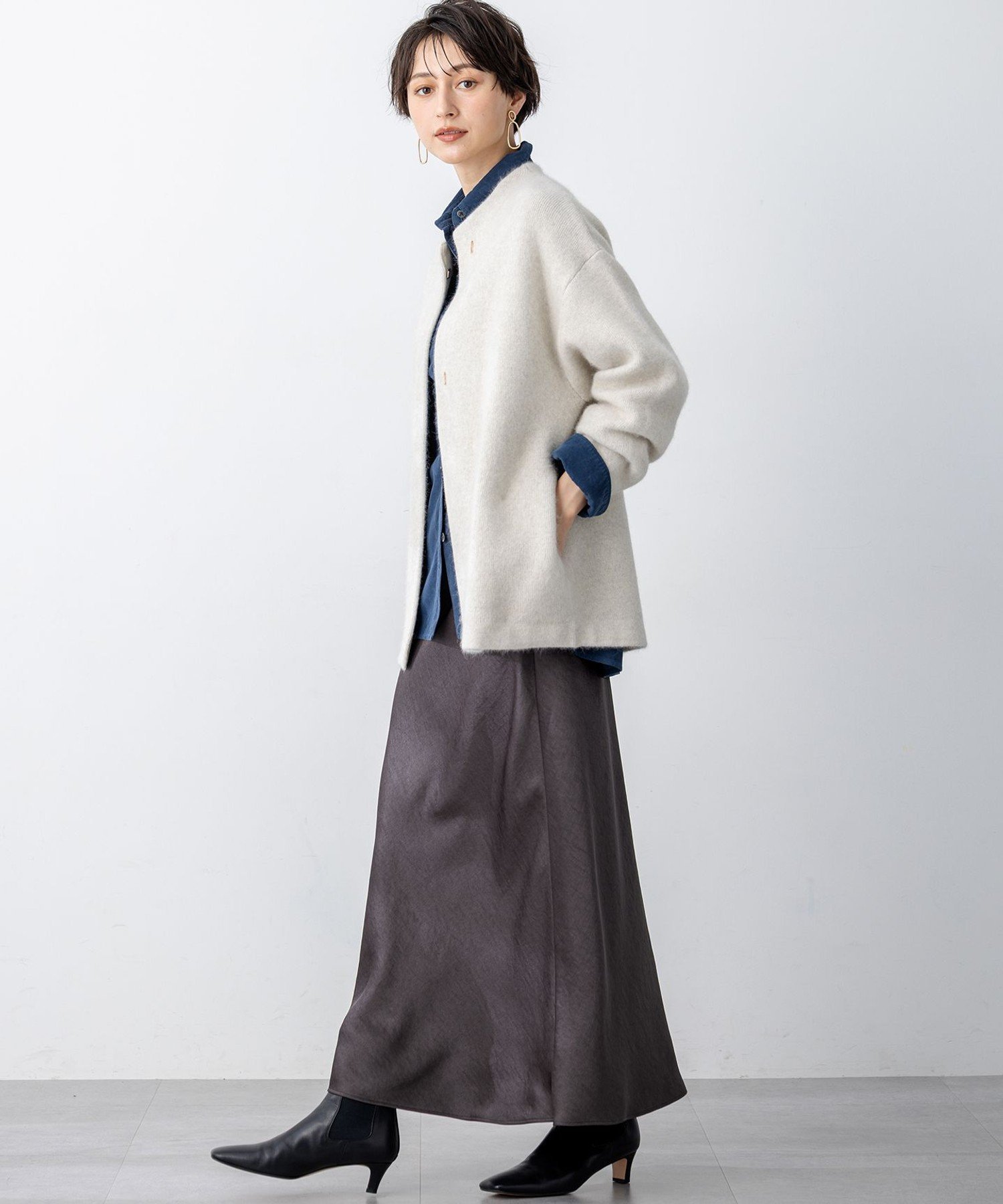 23区｜【見上愛さん着用】ラクーンブレンドダブルフェイス ニット