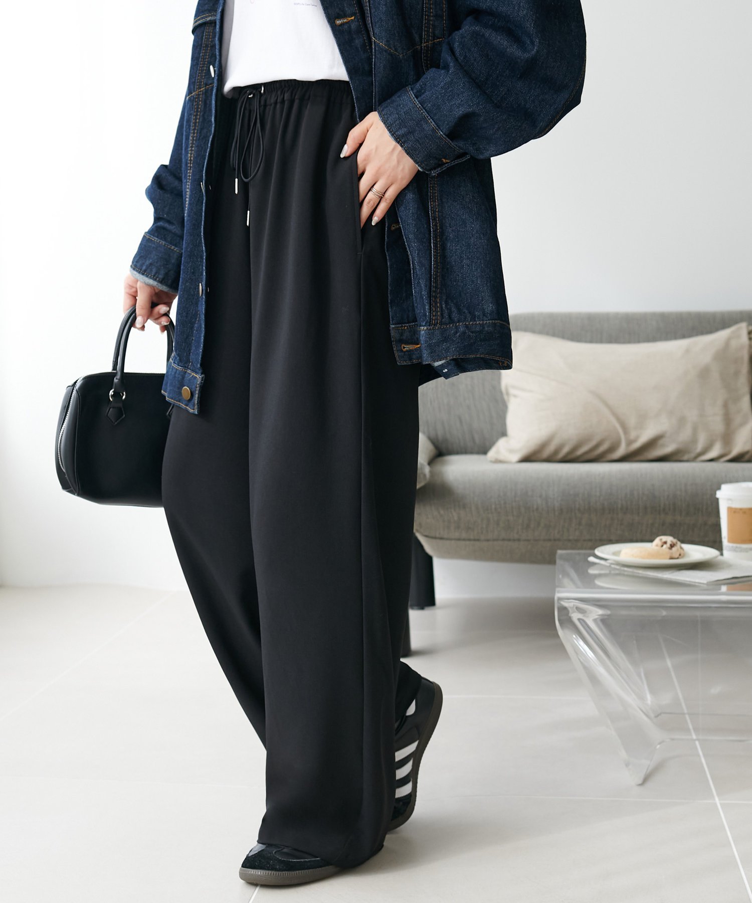 Discoat｜《21色展開/7サイズ展開》-3kg見え!とろみイージーパンツ