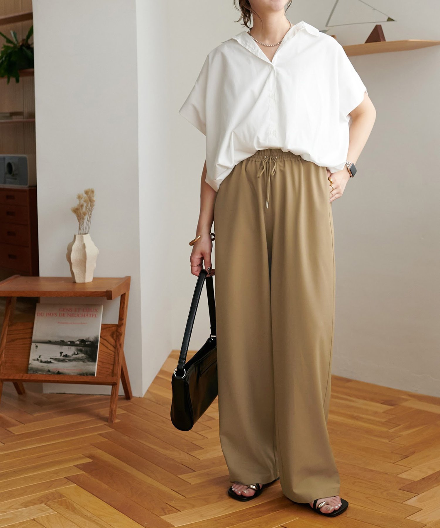 Discoat｜《21色展開/7サイズ展開》-3kg見え!とろみイージーパンツ