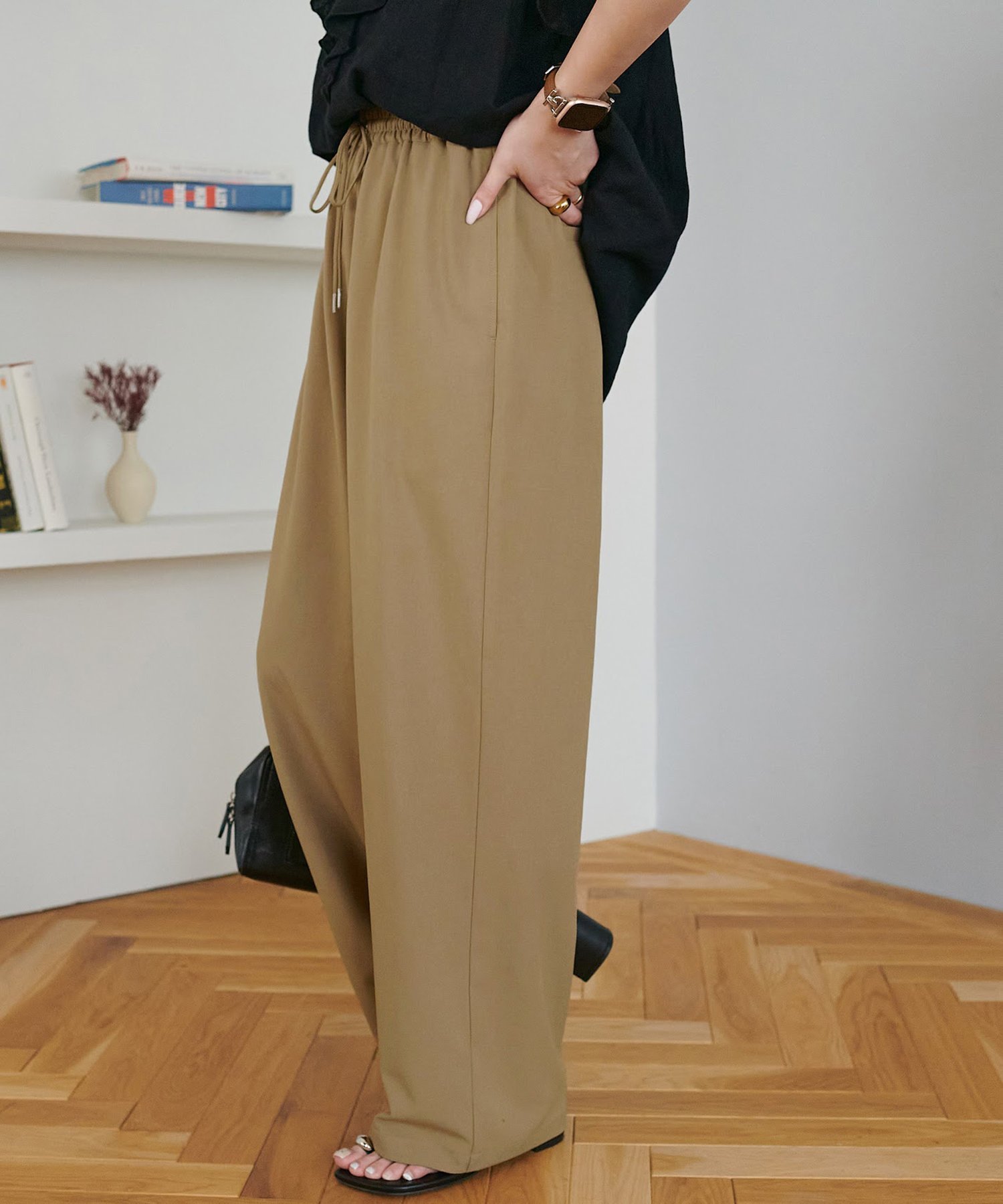 Discoat｜《21色展開/7サイズ展開》-3kg見え!とろみイージーパンツ