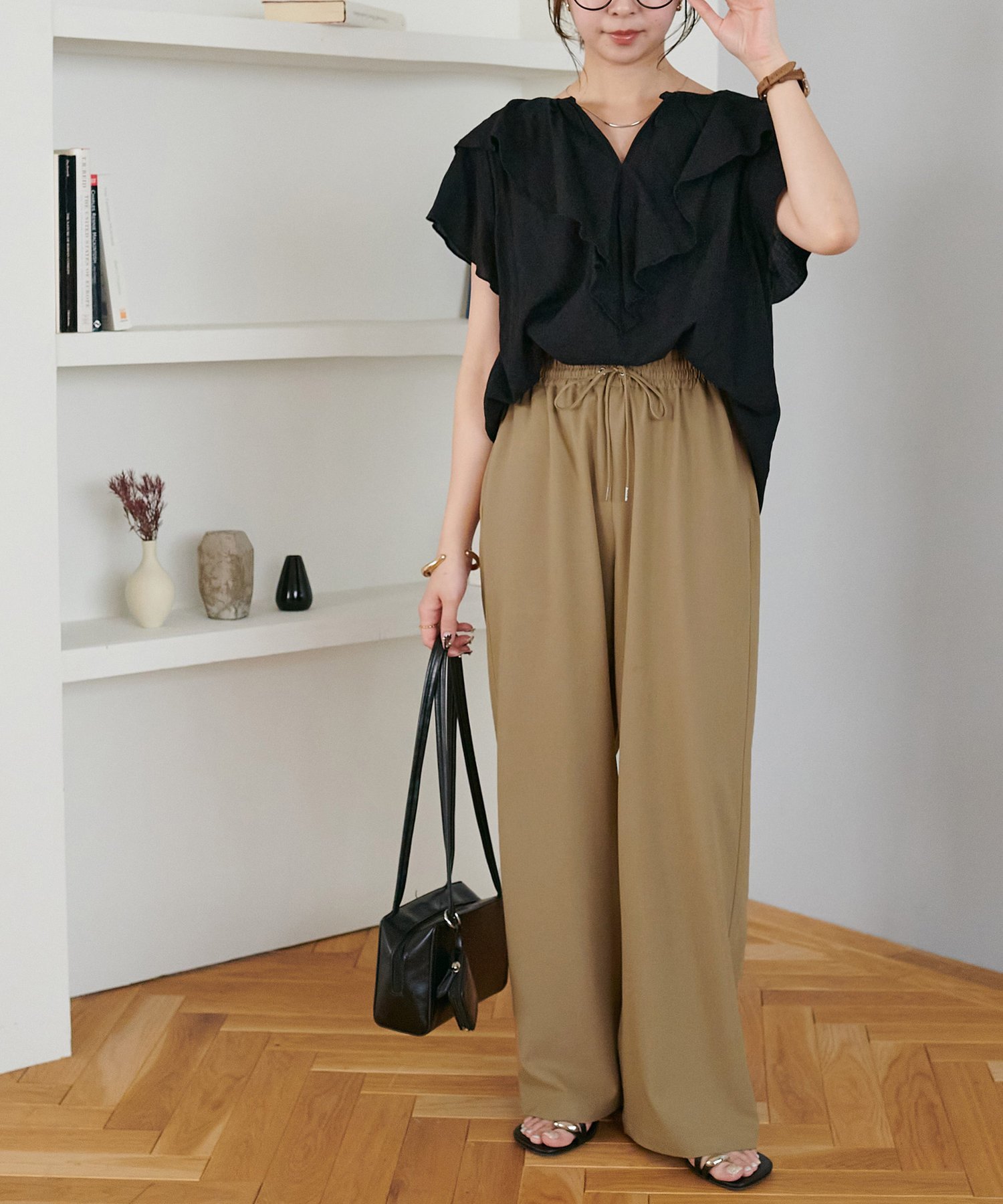 Discoat｜《21色展開/7サイズ展開》-3kg見え!とろみイージーパンツ